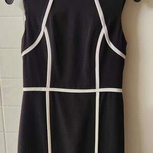 Elegant Black Dress with White Accents